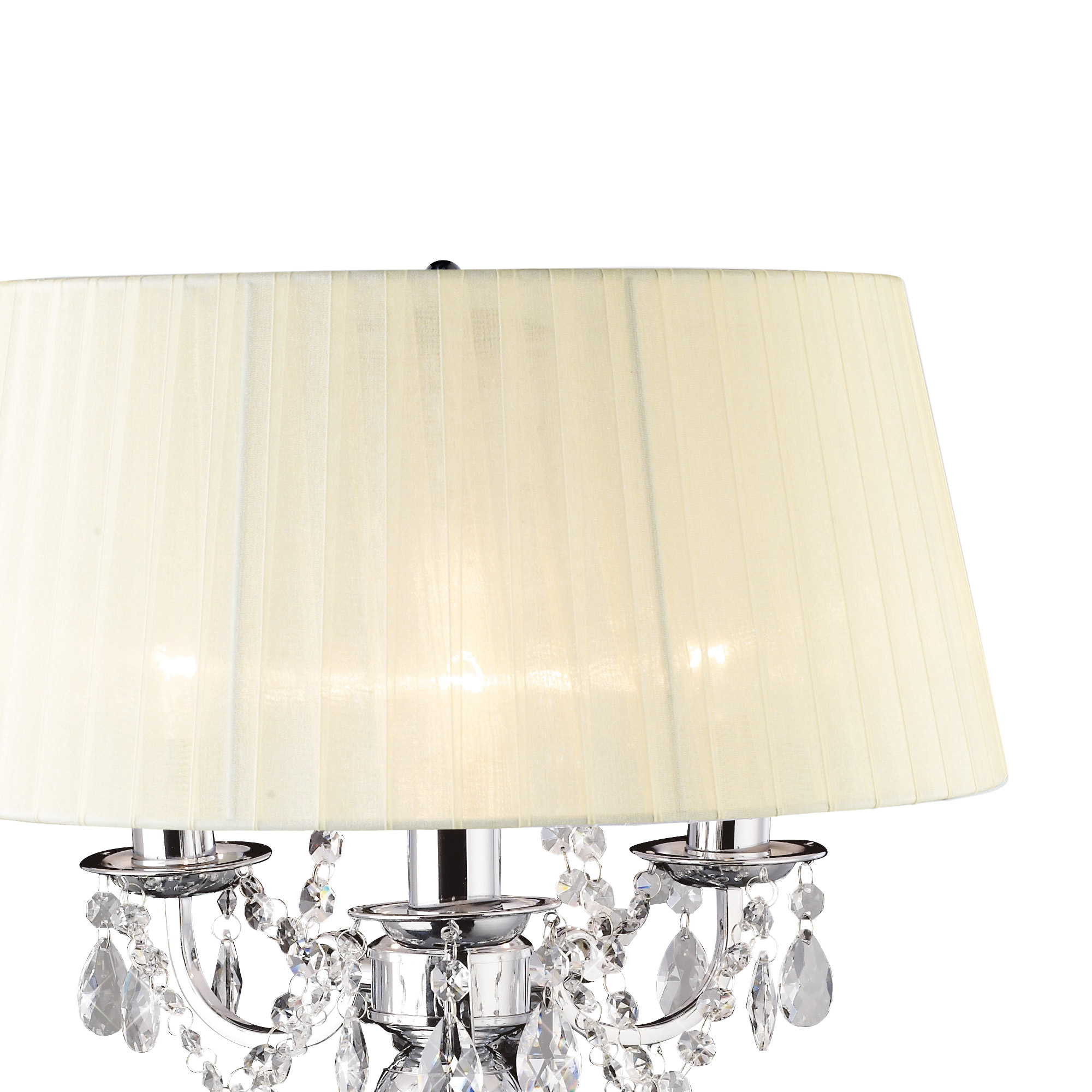 Olivia Polished Chrome-Ivory Cream Crystal Table Lamps Diyas Shaded Table Lamps